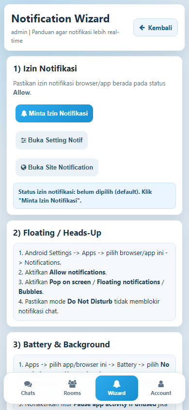 Halaman notification wizard untuk reminder